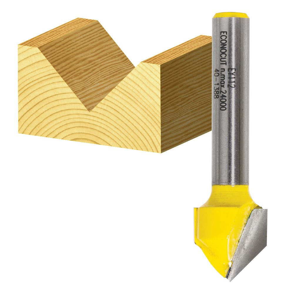 Carbitool Router Bit 90 Deg x 1/4 Shk V-Groove