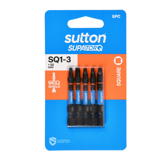 Sutton SupaTorq Square Recess Driver Bits SQ1-3 x 50mm 5PK