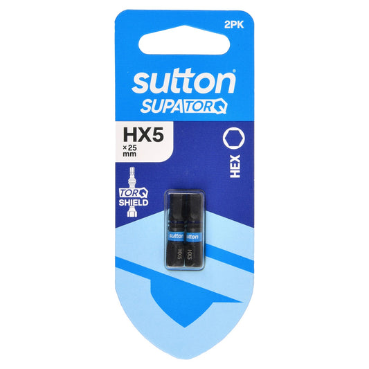 Sutton SupaTorq Hex Driver Bit HX5 x 25mm 2PK