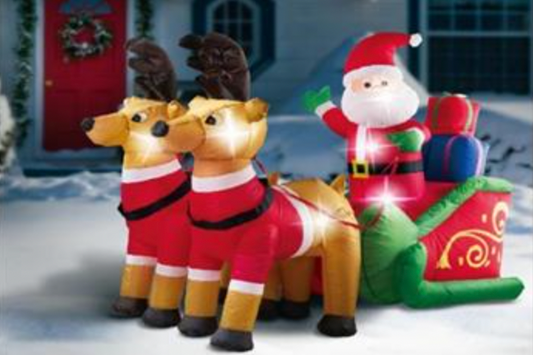 Inflatable Santa Sled with Reindeers LED 1.8m Arlec