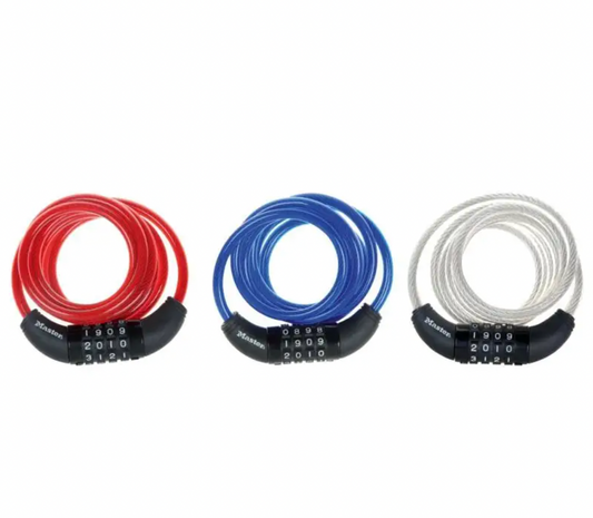 Master Lock Cable Bike Lock Combination Asst Colours