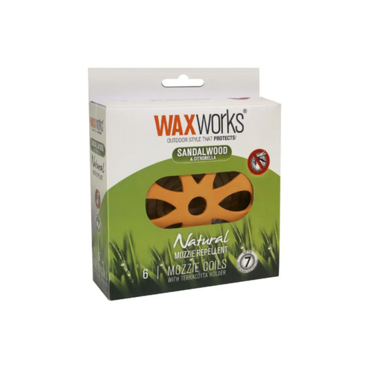 Waxworks Natural Mozzie Coils 6pk With Terracotta Holder