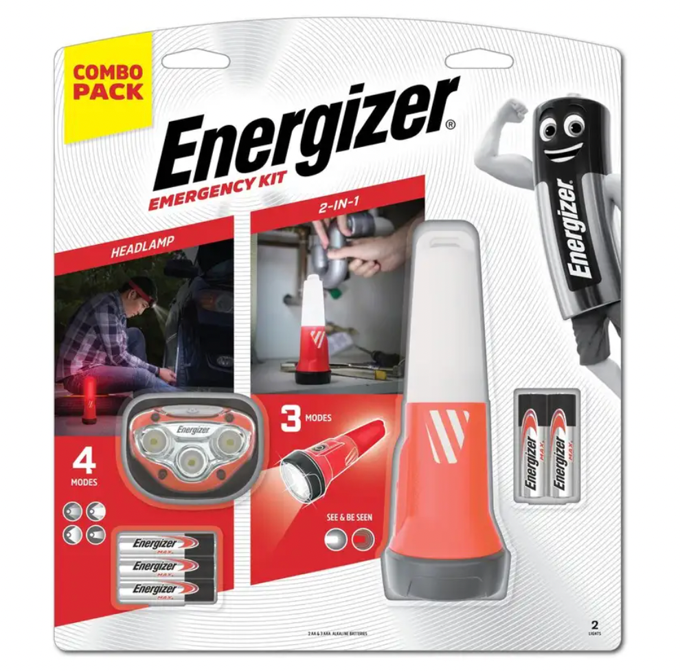 Kit Emergency w 300L Headlight and 70L 2in1 Torch Energizer