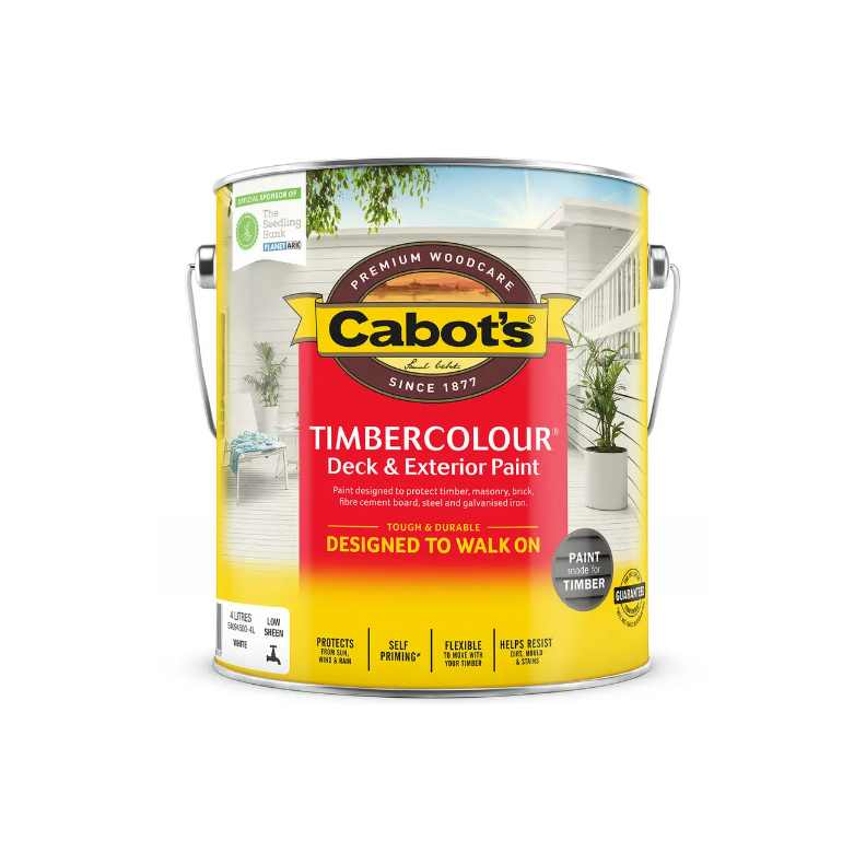 Cabot's TimberColour Deak & Exterior Paint- White 4L