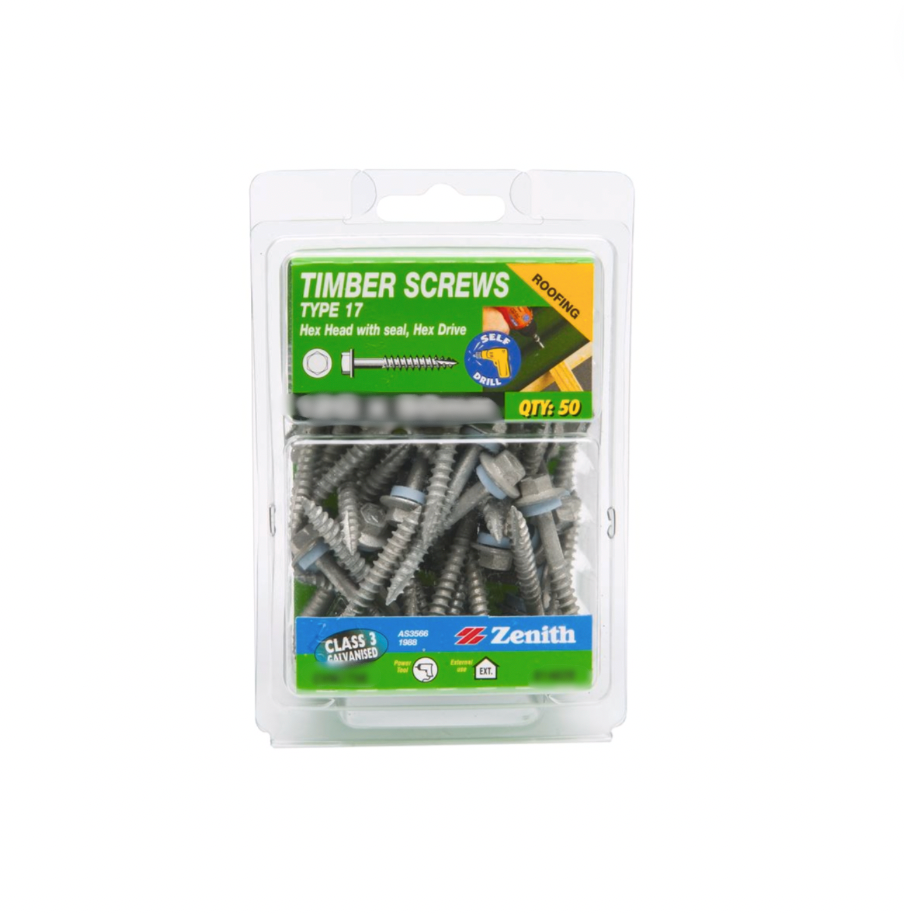 Zenith Timber Roofing Screw HH 12 x 50MM Pk50