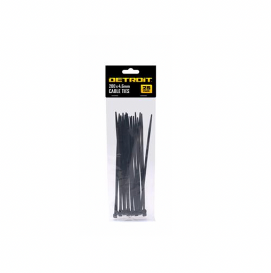 Detroit Cable Tie 200mm x 4.6mm- Black Pk25