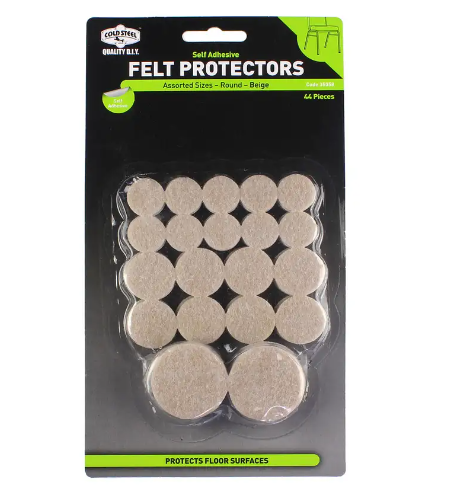 Cold Steel Felt Protectors Round Assorted- Beige 44PK