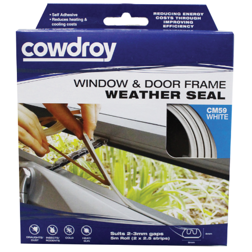 Cowdroy Window & Door Frame Weather Seal 2-3mm- White