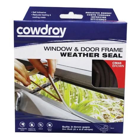 Cowdroy Window & Door Frame Weather Seal 3-5mm- Brown