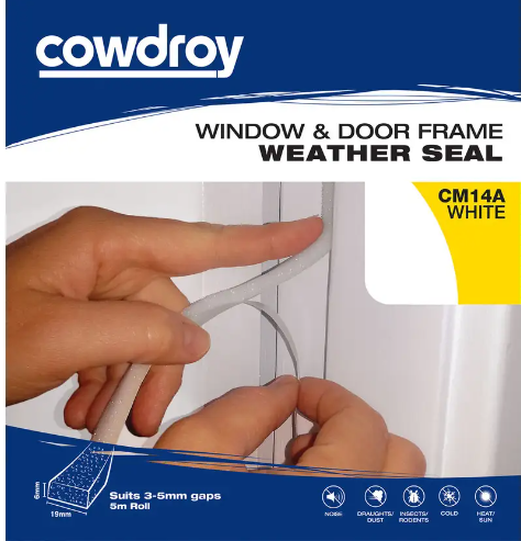 Cowdroy Window & Door Frame Weather Seal 6mm- White