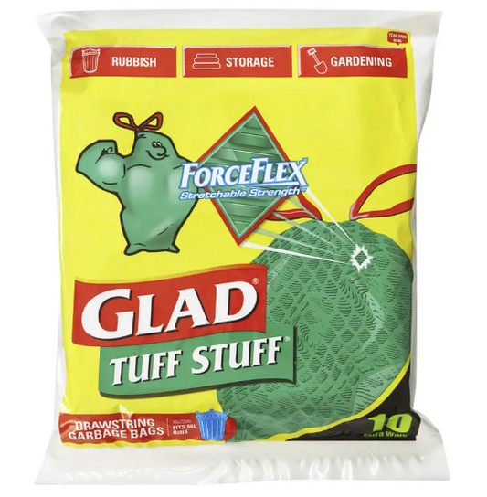 Glad Tuff Stuff Extra Wide Drawstring Garbage Bags Pk10