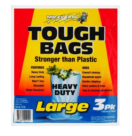 Mr Clean Tough Bin Bag Large Pk3