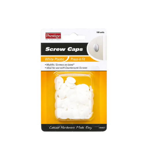 Prestige Press-in Screw Caps White - 100 Pack