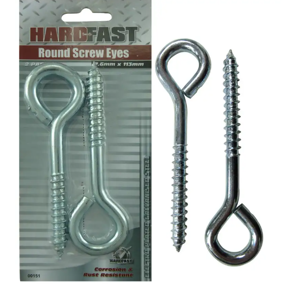 Hardfast Round Screw Eye Long Shank 6.3 x 153mm