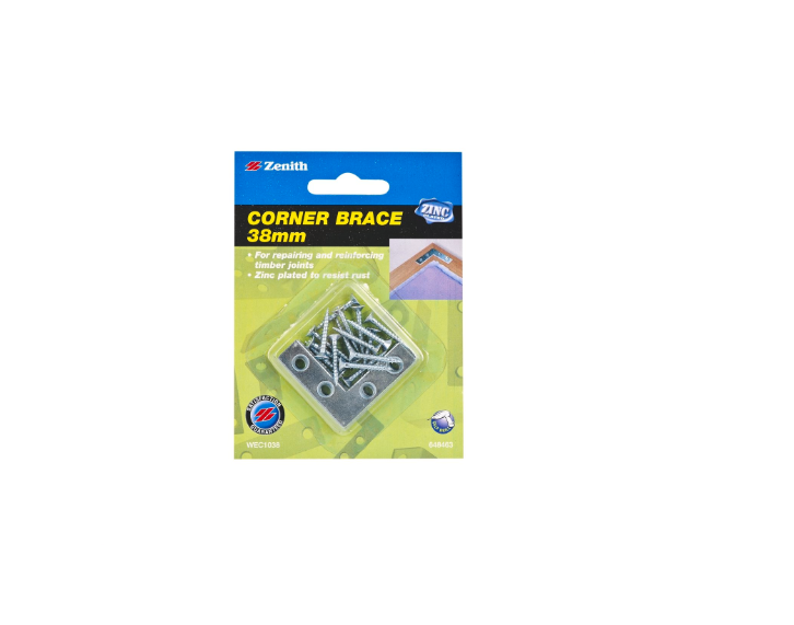 Zenith Light Duty Reinforcement Corner Brace 38mm - 4 Pack