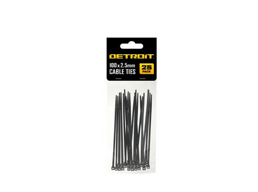 Detroit Cable Ties 100 x 2.5mm- Black 25PK