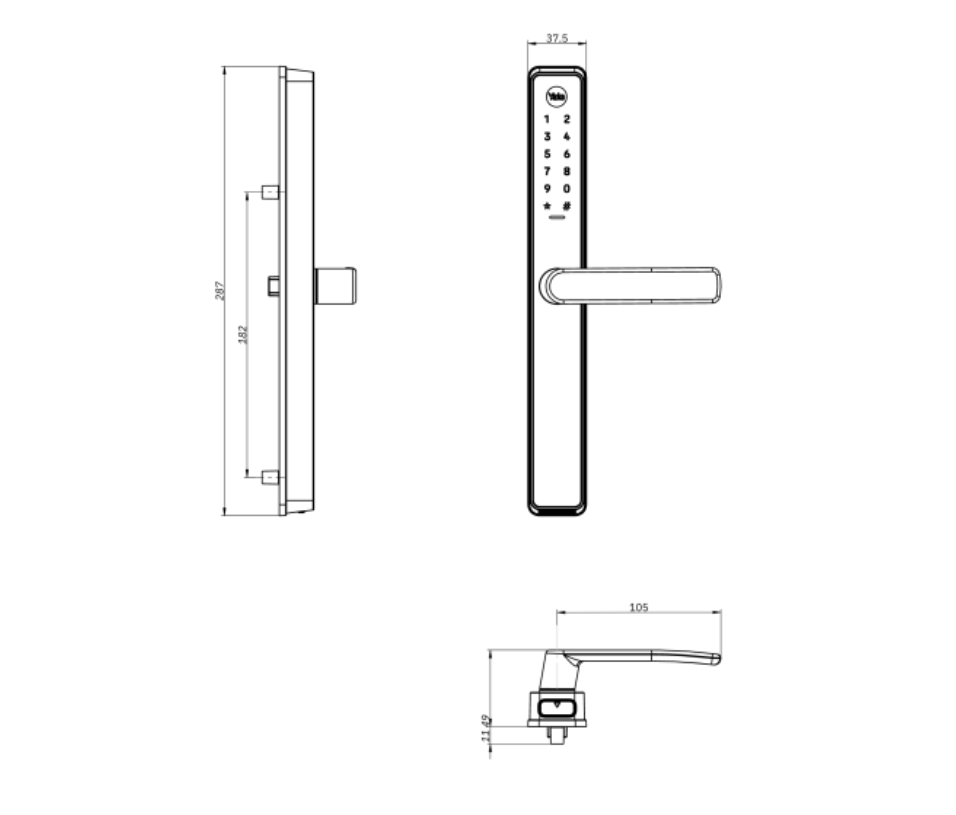 Yale Unity HD USSL Induro - Matt Black YURSSL0430400B