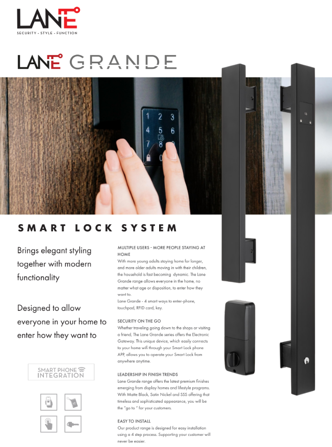 Lane Grande Smart Lock Pull Handle