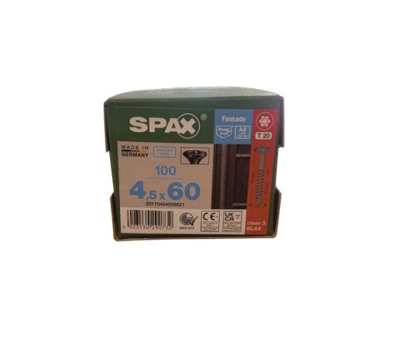 SPAX Fassade Screw SS Black Torx 60mm Pack 100
