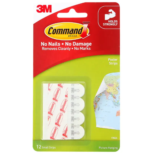 3M Command Small Poster Strips 12PK