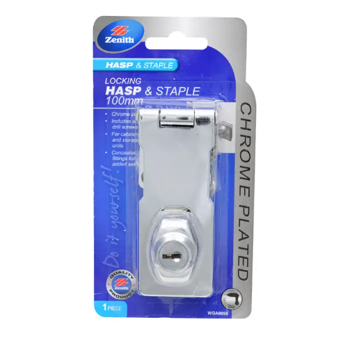 Zenith Locking Hasp & Staple Chrome Plated 100mm