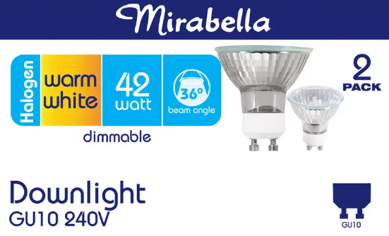 Mirabella Halogen Downlight Globe 42W Warm White 2PK