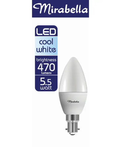 Mirabella LED Candle Globe SBC 5W Cool Daylight