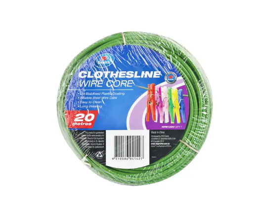 Zenith Clothesline Wire Core 3.7mm x 20m- Green