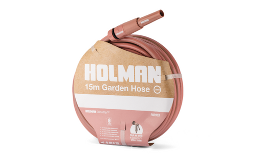 Holman Garden Hose & Nozzle Set 12mmx 15m- Papaya