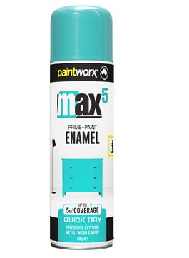 Paintworx Paint & Prime Enamel Spray Paint 400g- Aqua