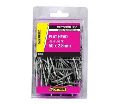 Otter Flat Head Galv Nail 50x2.8mm 500g