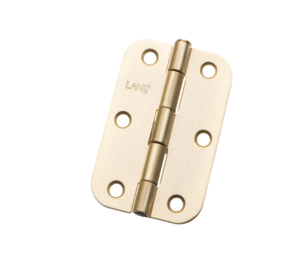 Lane Radius Butt Hinge Loose Pin 90mm- Brushed Brass 2PK