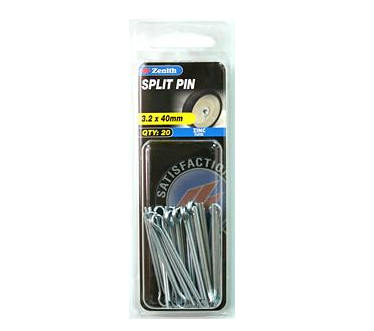 Zenith Split Pin 3.2x40mm Zinc Plated- 20PK