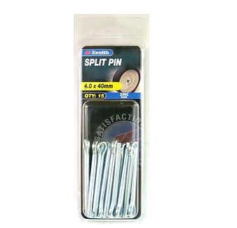 Zenith Split Pin 4x40mm Zinc Plated- 15PK