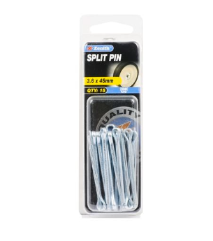 Zenith Split Pin 3.6x45mm Zinc Plated- 15PK