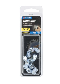 Zenith Wing Nut 5/16" Zinc Plated- 4PK