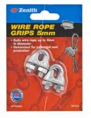 Zenith Wire Rope Grips Galv 5mm- 2PK