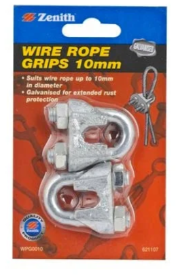 Zenith Wire Rope Grips Galv 10mm- 2PK