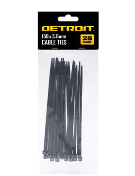 Detroit Cable Ties 150 x 3.6mm 25PK Black