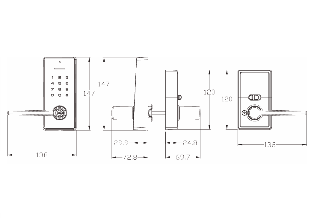 Yale Libi Digital Lever Keyed - Matt Black YLBL226NRMBK