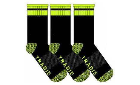 Tradie Yellow & Black Socks 7-10 3PK