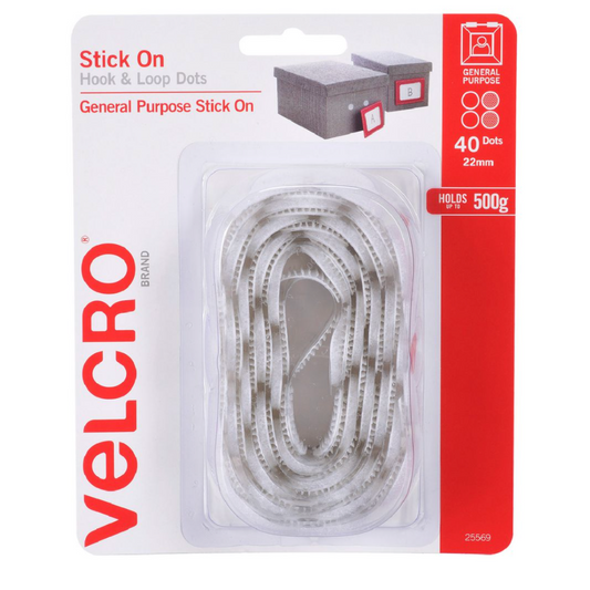 Velcro Stock On H&L Dots 22MM 40pk White