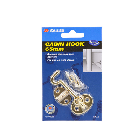 Zenith Cabin Hook Polish Brass 65mm