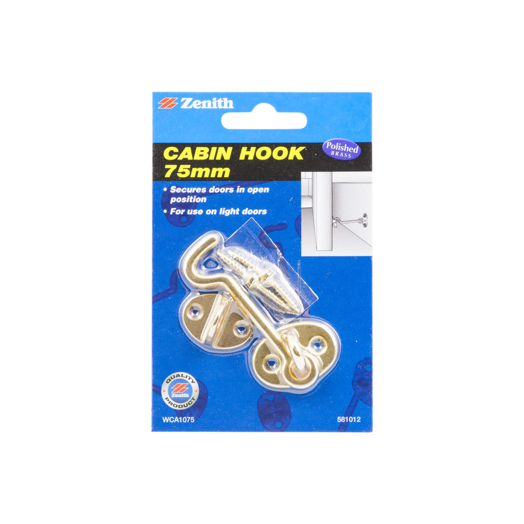 Zenith Hook Cabin Polish Brass 75mm