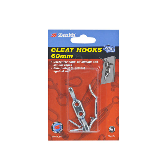 Zenith Cleat Hook Zinc 60mm Pk2
