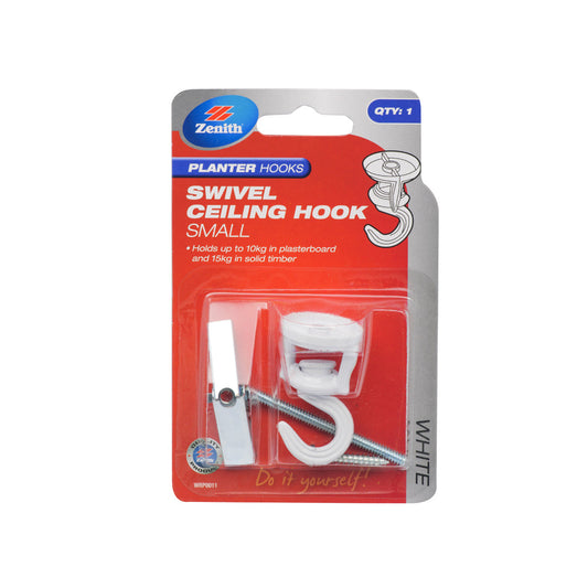 Zenith Swivel Ceiling Hook SML White Pk1