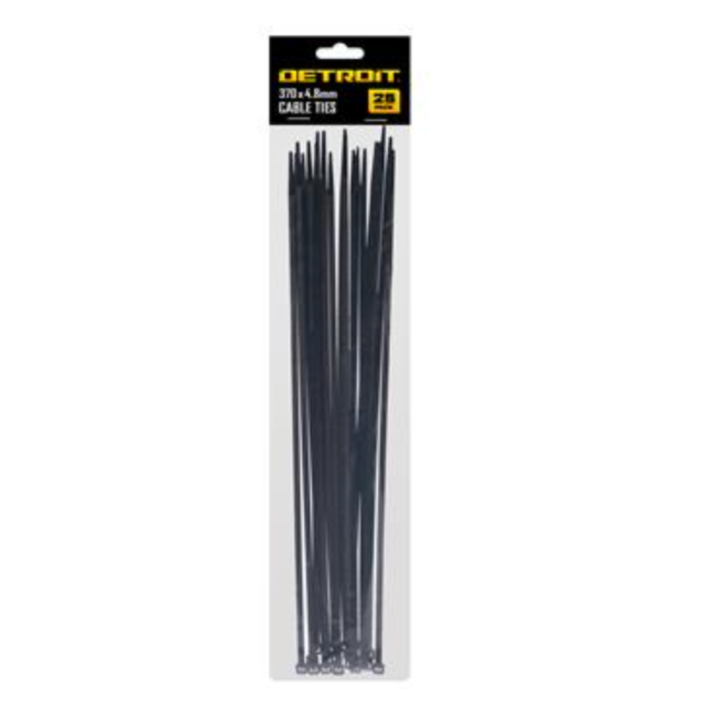 Detroit Cable Tie Standard 370mm x 4.8mm Black 25Pk