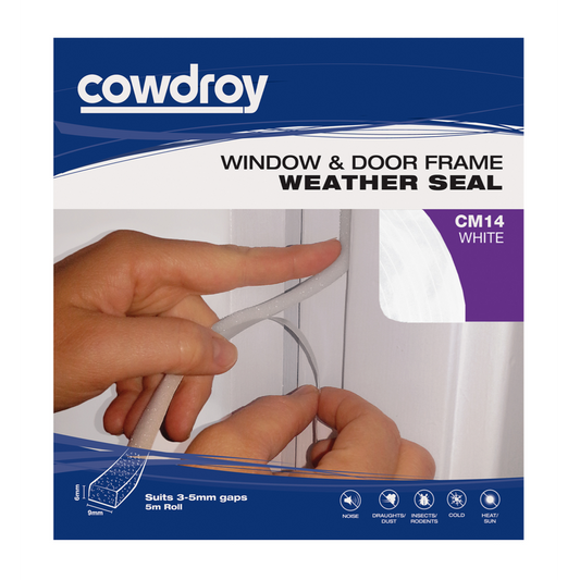 Cowdroy Window & Door Frame Weather Seal 6mm- White