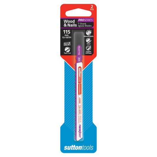 Sutton Jigsaw Blade T-Shank 13-19TPI 115mm 2PK