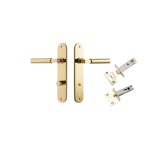 Iver Door Lever Berlin Oval Polished Brass Privacy Kit